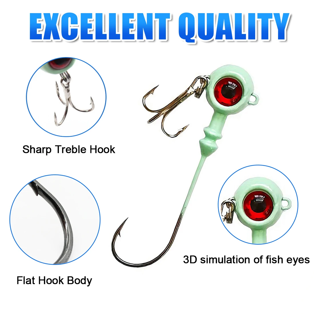 FishTrip Jig Head Vástago Largo – Plantilla Luminosa Lubina/Trucha - imagen 4