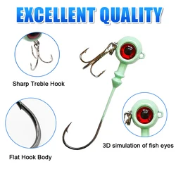 FishTrip Jig Head Vástago Largo – Plantilla Luminosa Lubina/Trucha
