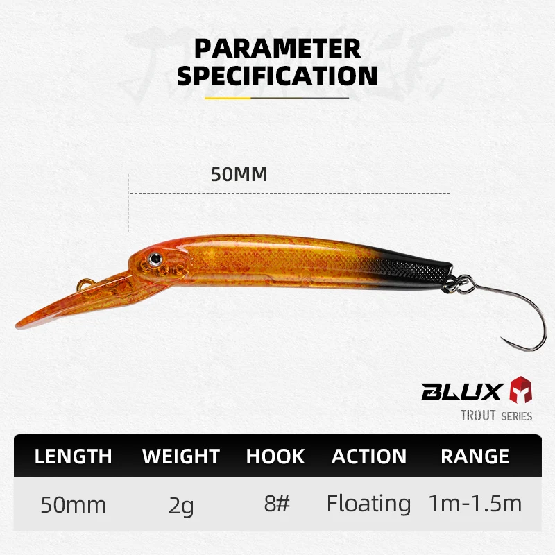 BLUX Trout Player señuelo flotante minnow para trucha en agua dulce - imagen 3