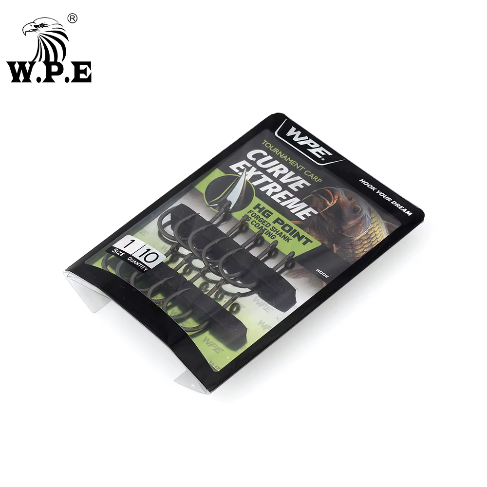 W.P.E Anzuelos de Carpa Acero Carbono – Manivela Ancha con Púas - imagen 5