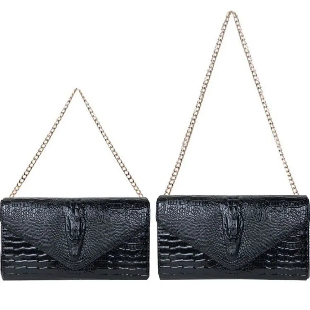 Bolso bandolera de PU con cadena estilo cocodrilo, gran capacidad - imagen 2