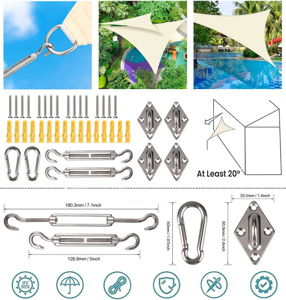 Refugio solar triangular – Toldo transpirable 3m pesca - imagen 5