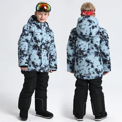 Chaqueta impermeable infantil de esquí cálida con capucha y cortaviento