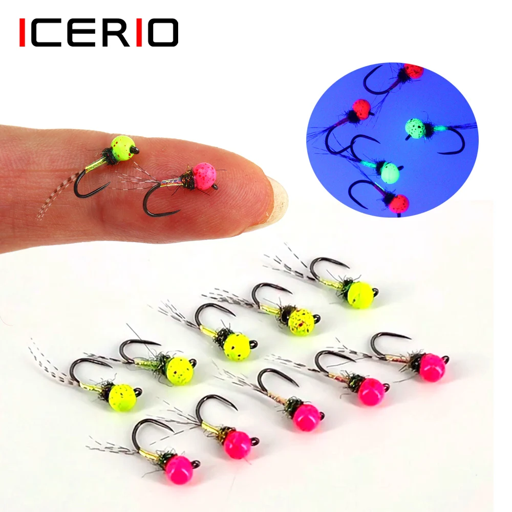 Cabezas de jig ICERIO en colores verde y rosa