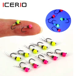 ICERIO Jig Head Ninfa con cuentas de tungsteno UV para trucha