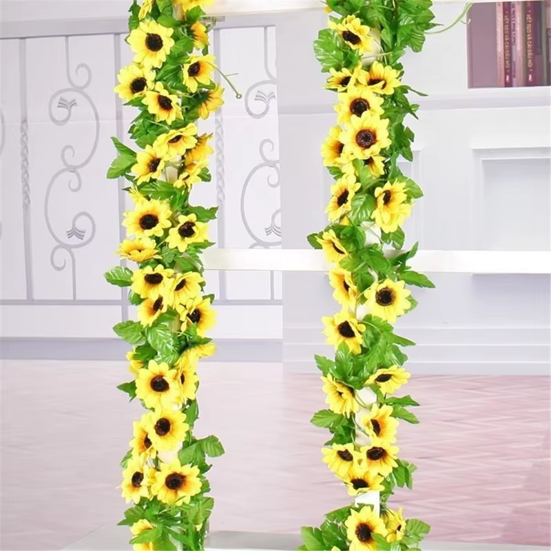 Guirnalda girasol amarillo artificial seda para arco boda decoración - imagen 4