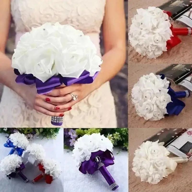 Ramo de rosas de cristal con perlas simuladas para boda y San Valentín - imagen 3