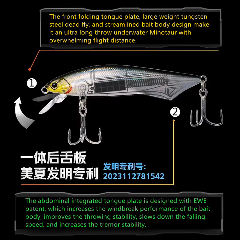 EWE Feiguotou2 Minnow sumergible - Señuelo largo alcance lubina - imagen 3