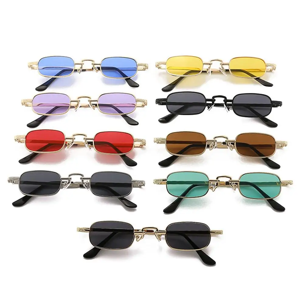 Gafas de sol rectangulares pequeñas retro con marco de metal