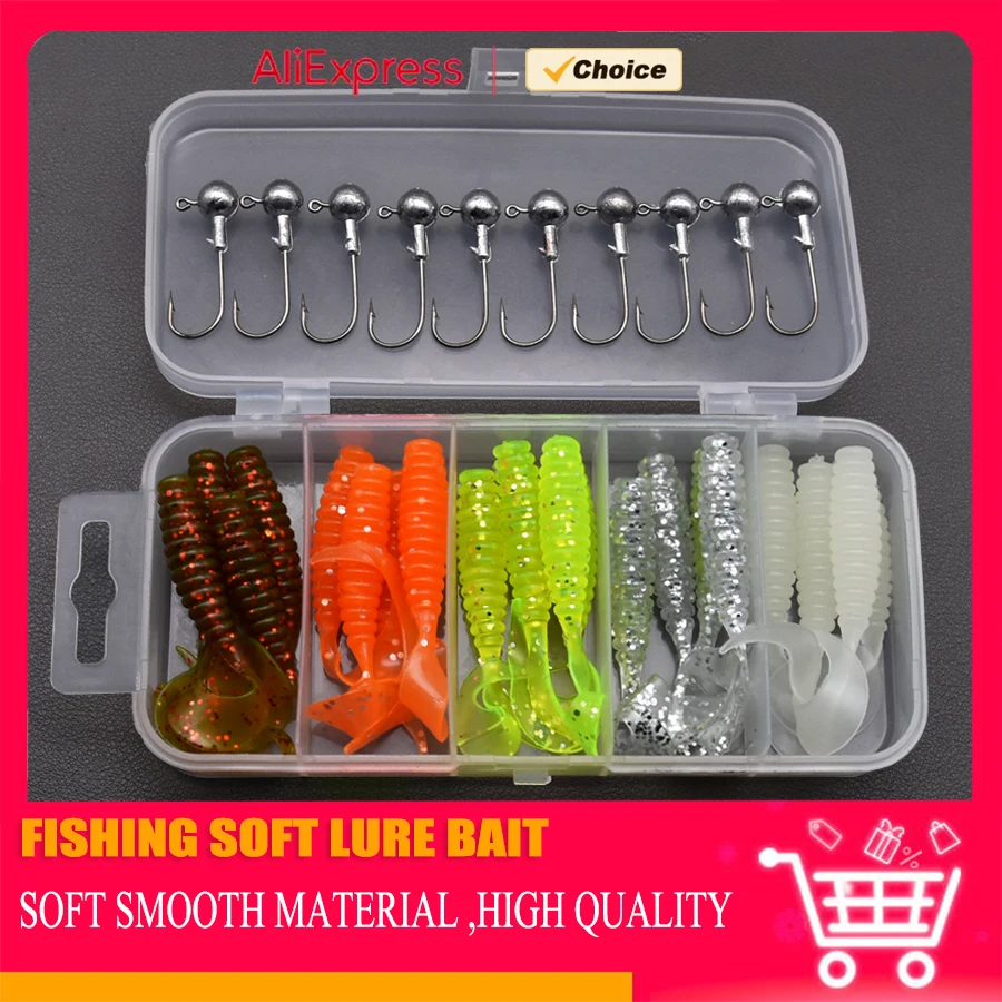 Señuelos blandos jig MrLurion para lubina y perca: grubs y camarón - imagen 2