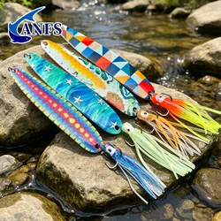 ANFS señuelo de cuchara metálico con triple anzuelo para lubina