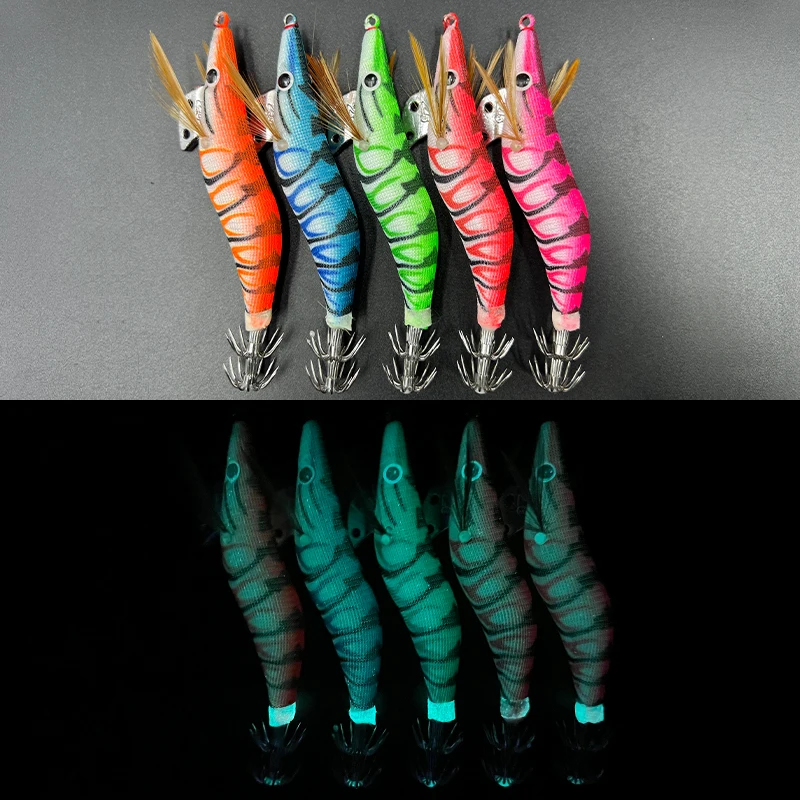 ShareShark señuelo pesca madera luminoso 3D camarón-calamar-pulpo - imagen 5