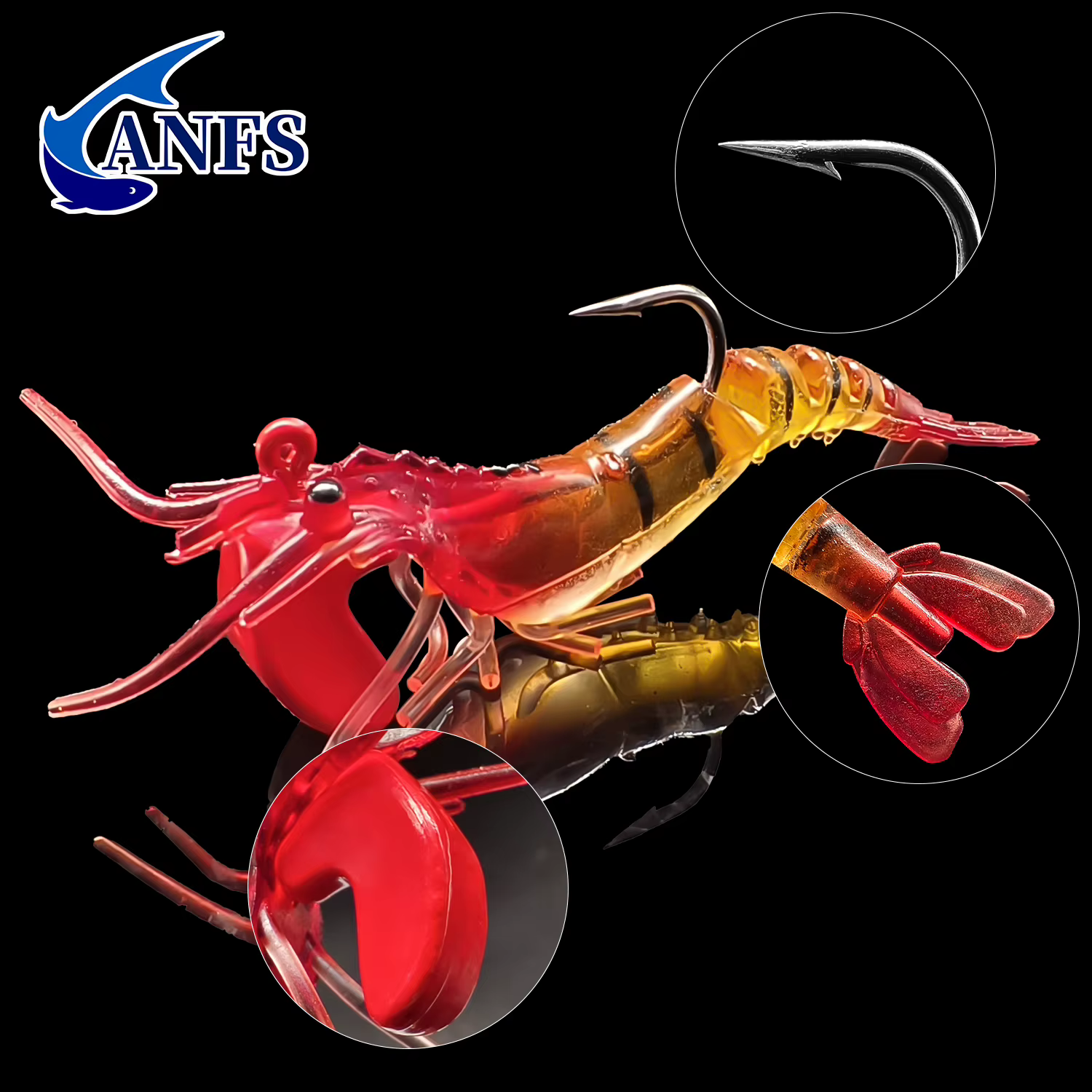 ANFS Cebo Camarón Luminoso con anzuelos afilados agua dulce y salada - imagen 3