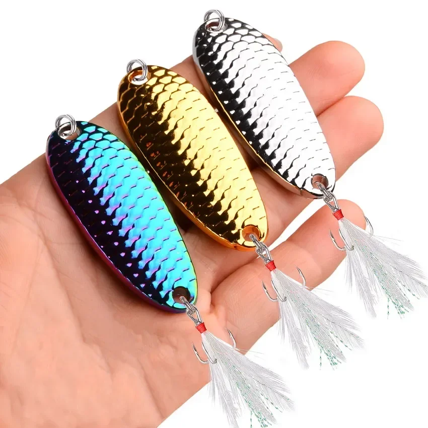 Señuelos cucharilla de metal para trucha – Spinner con lentejuelas - imagen 3