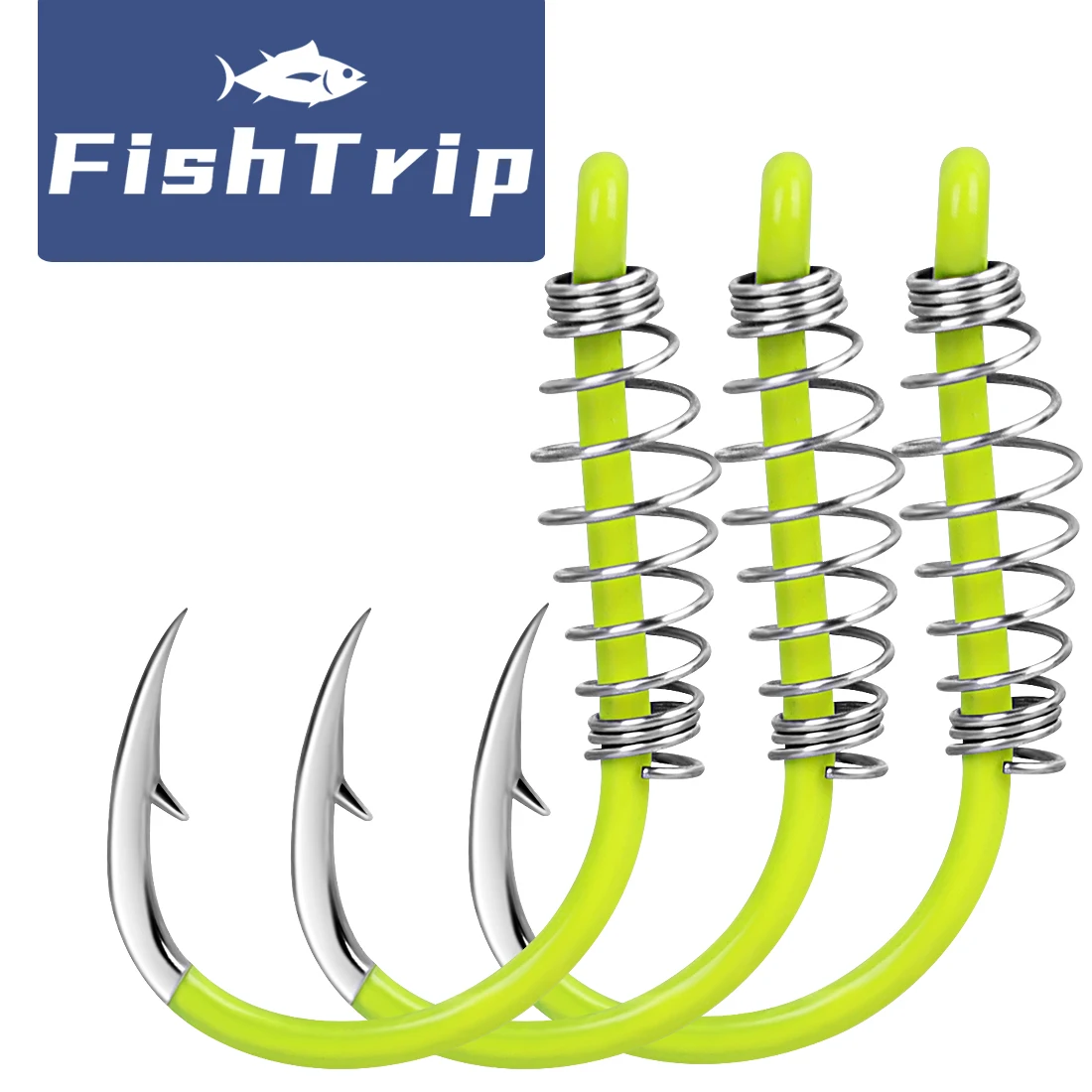 Anzuelo de pesca FishTrip con resorte verde fluorescente