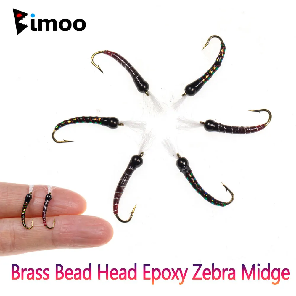 Mosca Zebra Midge Bimoo #14 – Cabeza latón epoxi con cobre para trucha