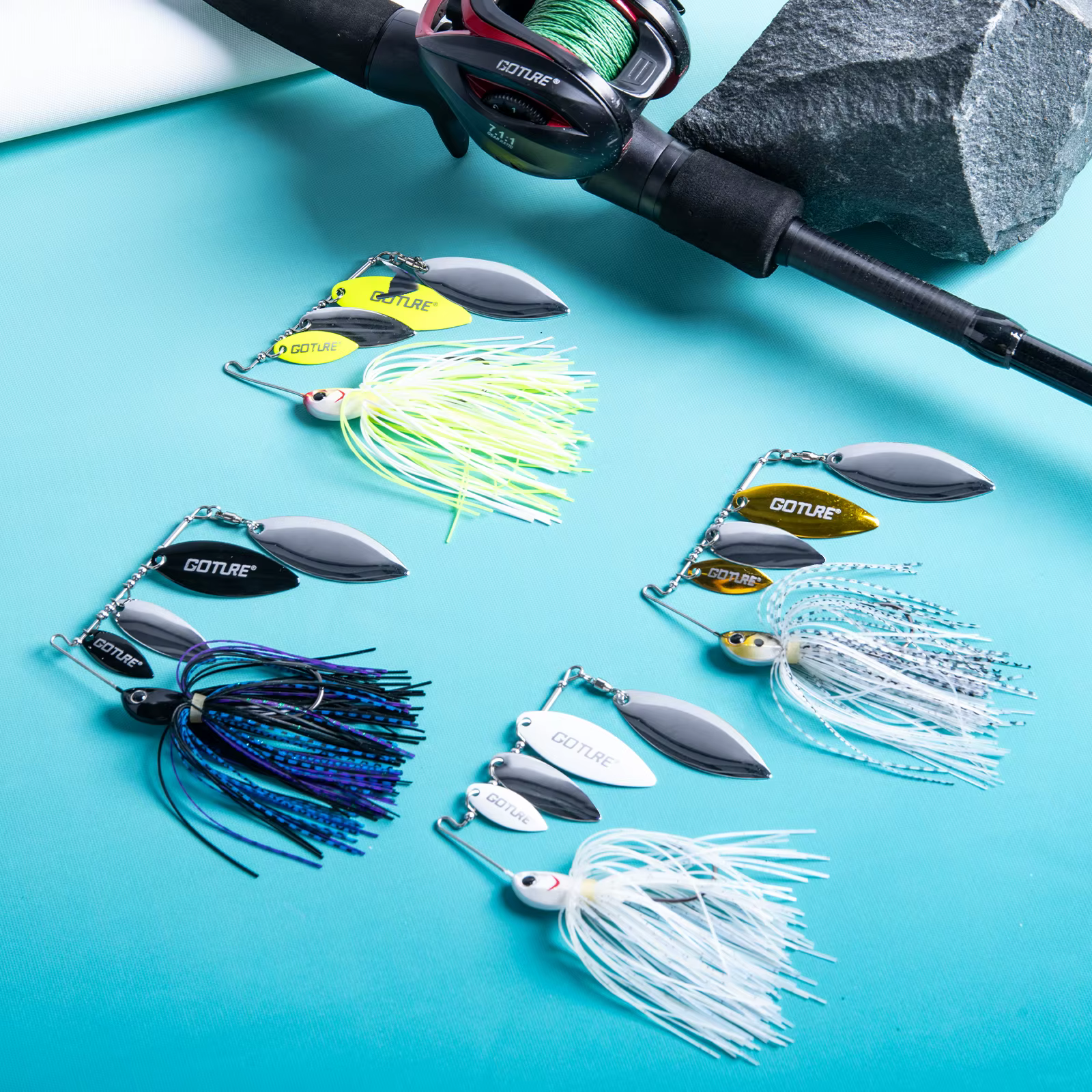 Spinnerbait Goture Willow Blade – Cuchillas giratorias con falda