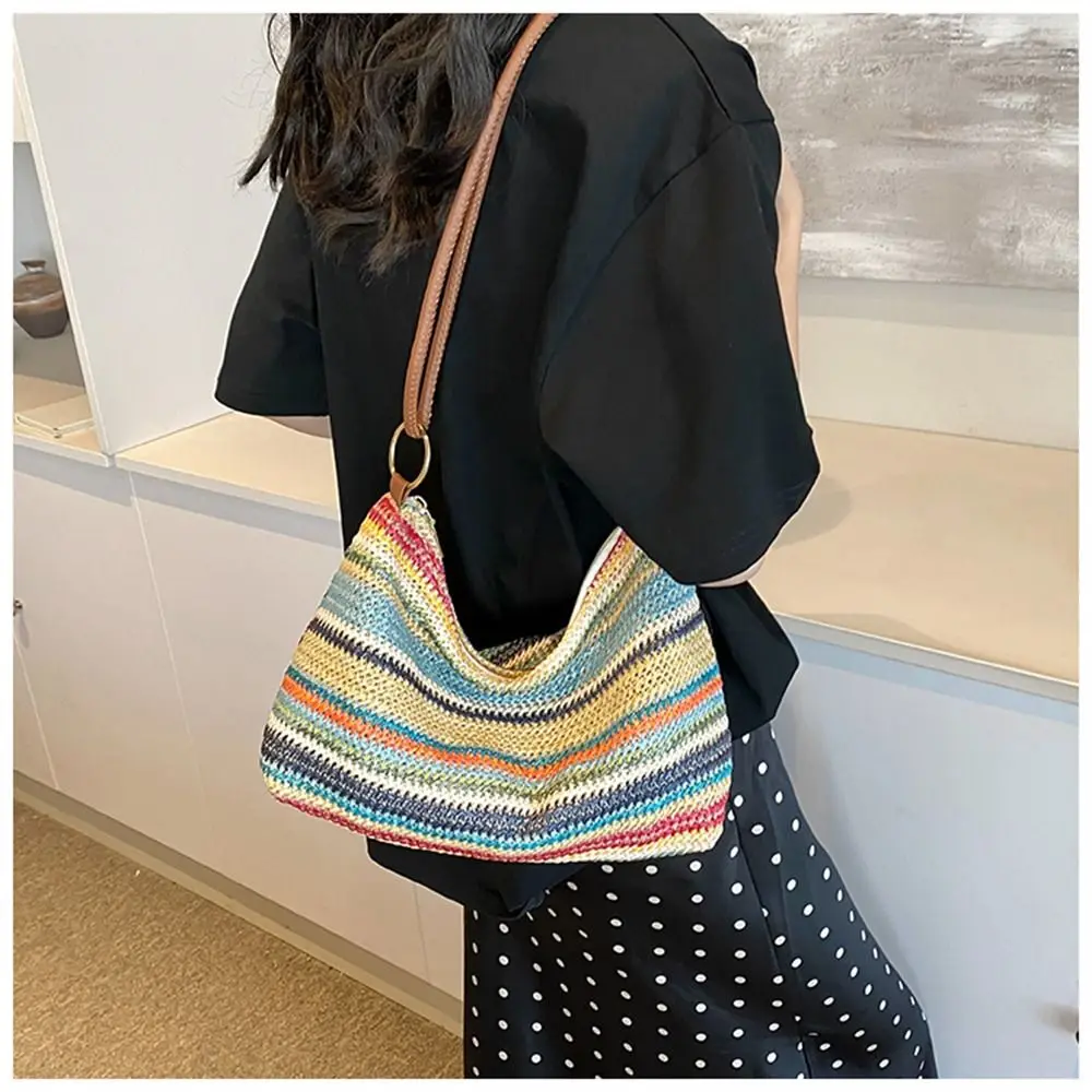 Bolso de paja trenzada artesanal gran capacidad – bandolera boho