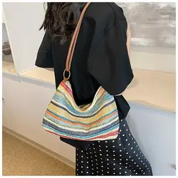 Bolso de paja trenzada artesanal gran capacidad – bandolera boho