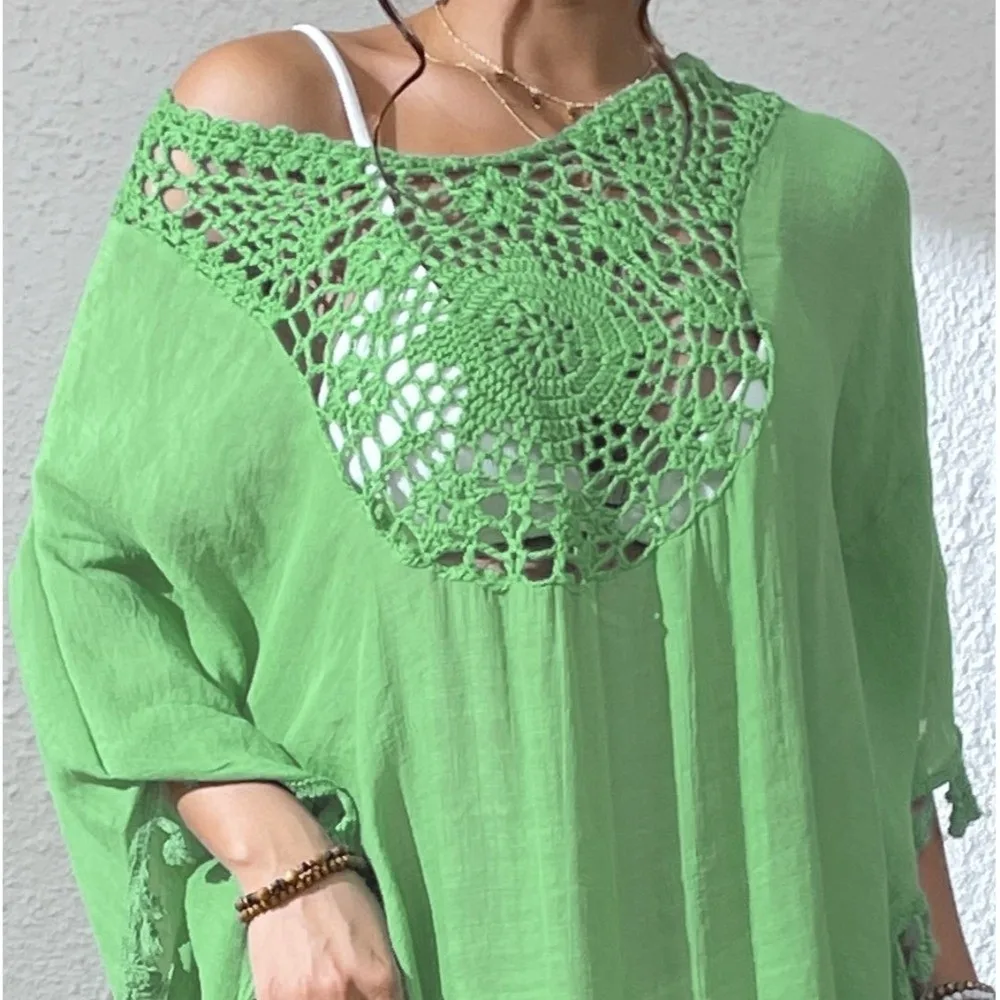 Camiseta de playa holgada con cuello cuadrado para mujer - imagen 5