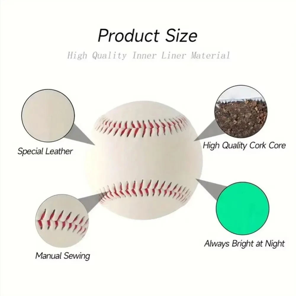 Balón de béisbol noctilucente de PVC luminiscente para entrenar - imagen 2