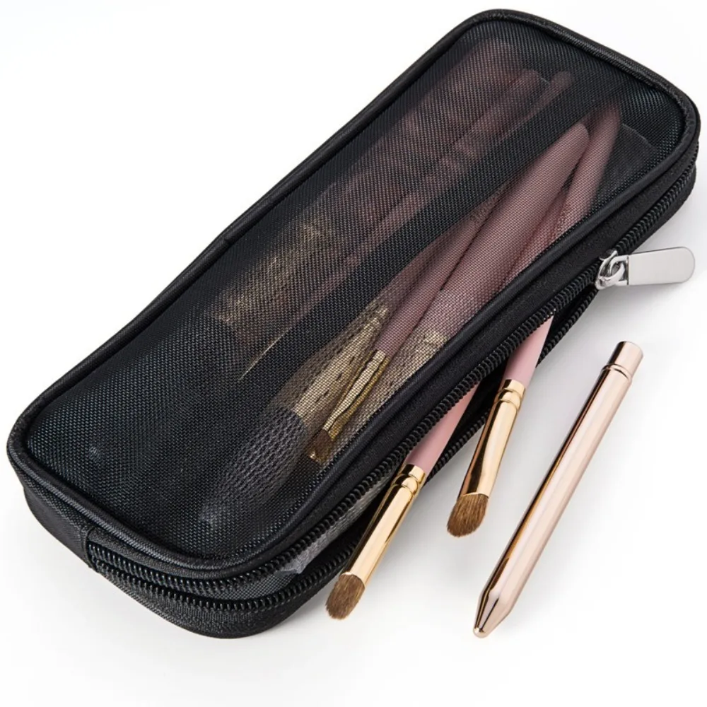 Estuche de viaje para brochas de maquillaje con cierre y malla - imagen 5