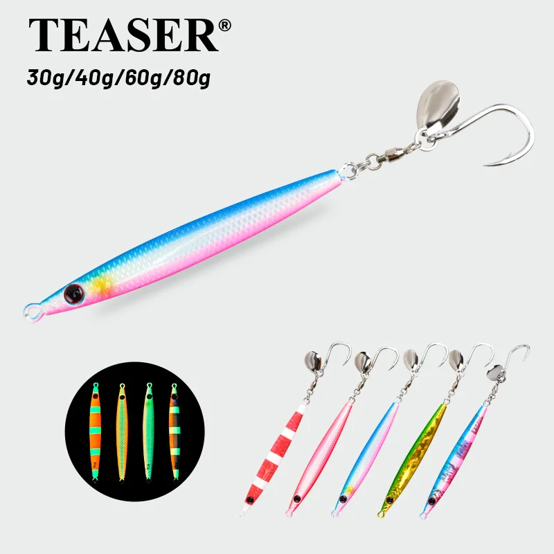 Señuelo Jig TEASER J146 metálico luminoso caída rápida mar