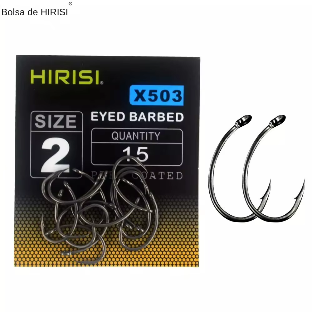 Anzuelo de púas de acero inoxidable con PTFE y carbono alto, ojo