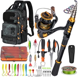 THKFISH Kit caña pescar telescópica con carrete giratorio