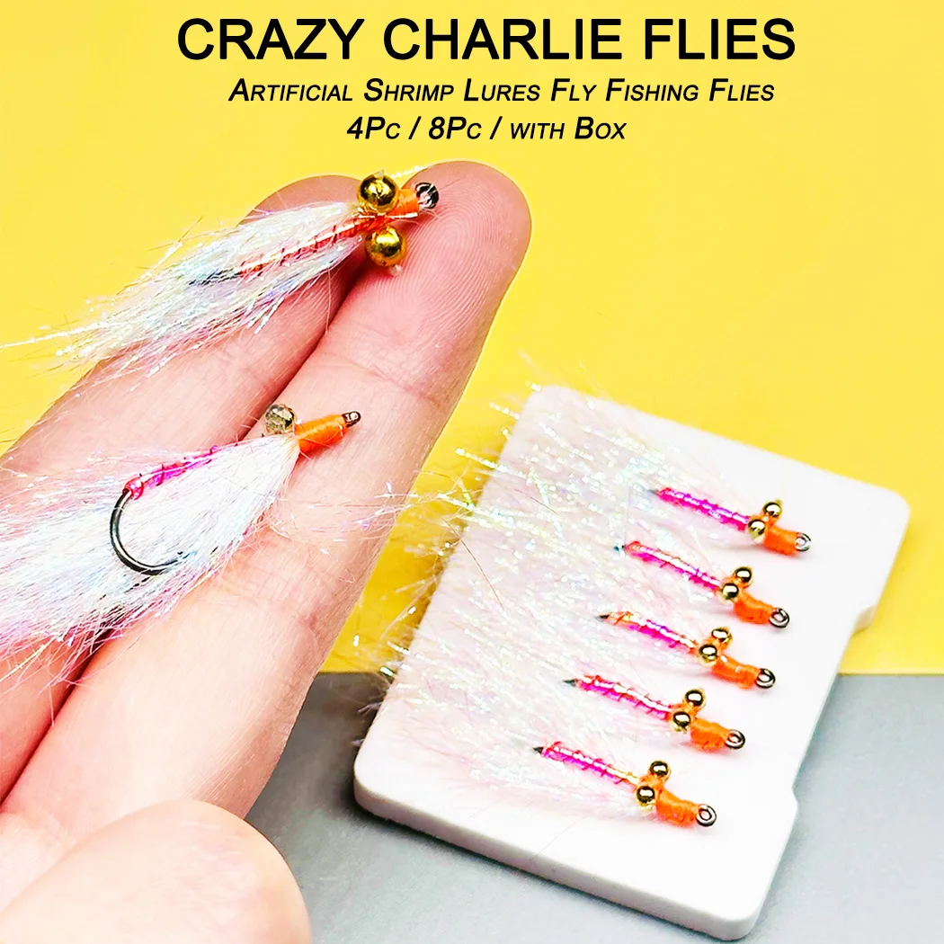 Crazy Charlie moscas artificiales de camarón para salmón y trucha