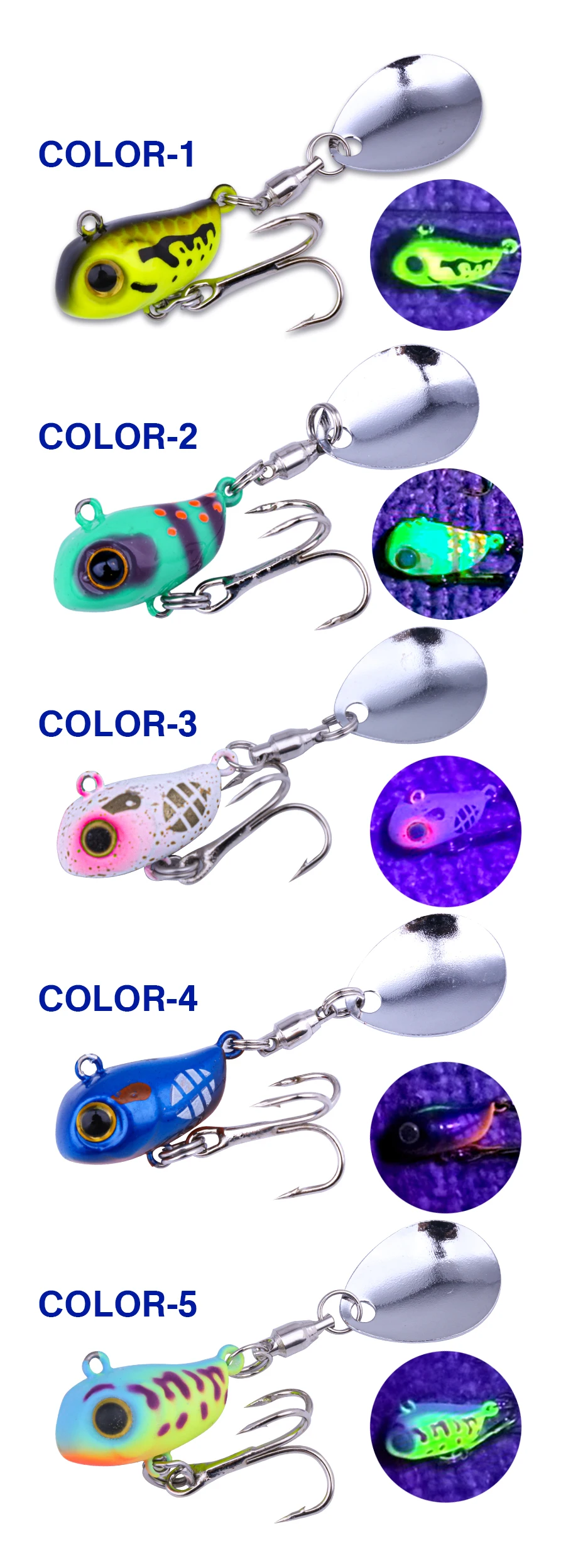 Señuelo FJORD VIB 14 g con efecto UV y lentejuelas reflectantes