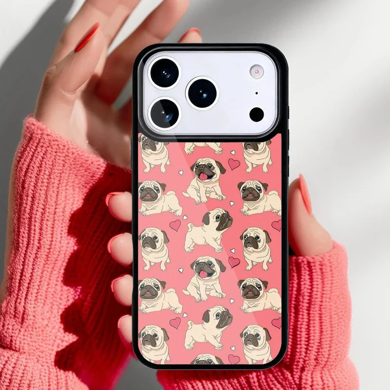 Funda iPhone con diseño de bulldog francés mostrando la parte trasera del accesorio