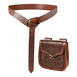 Riñonera de cuero estilo vikingo para festivales y disfraces