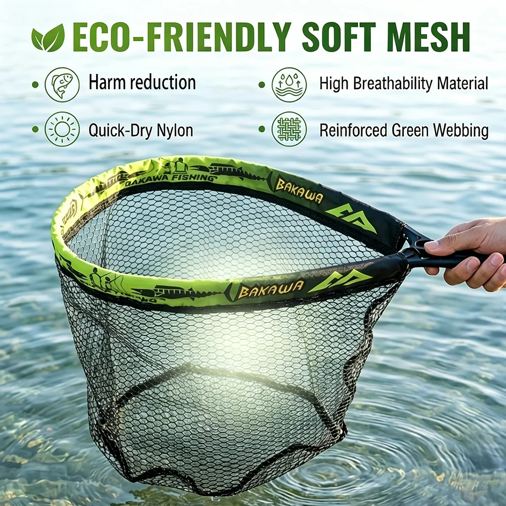 BAKAWA Red de pesca plegable ligera para trucha y carpa