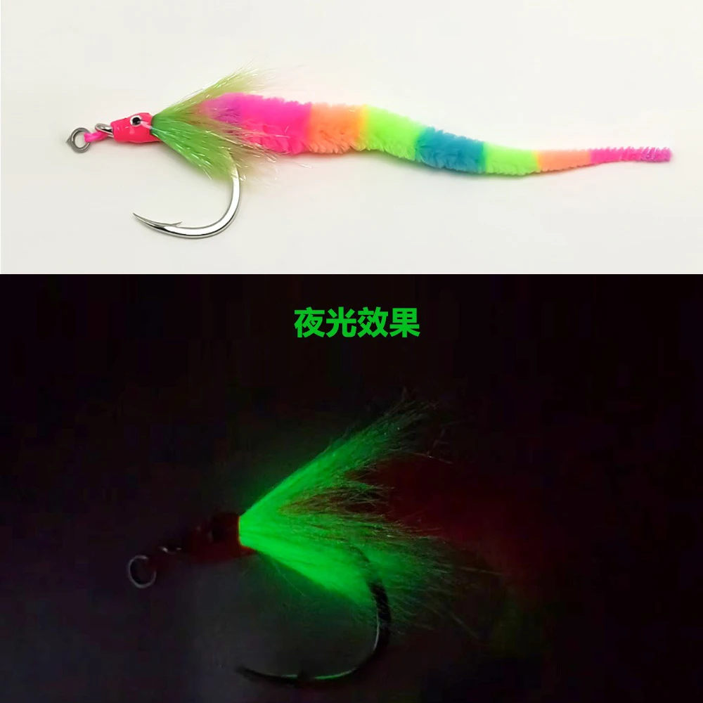 Anzuelo jigging lento individual resistente con púas luminosas calamar - imagen 4