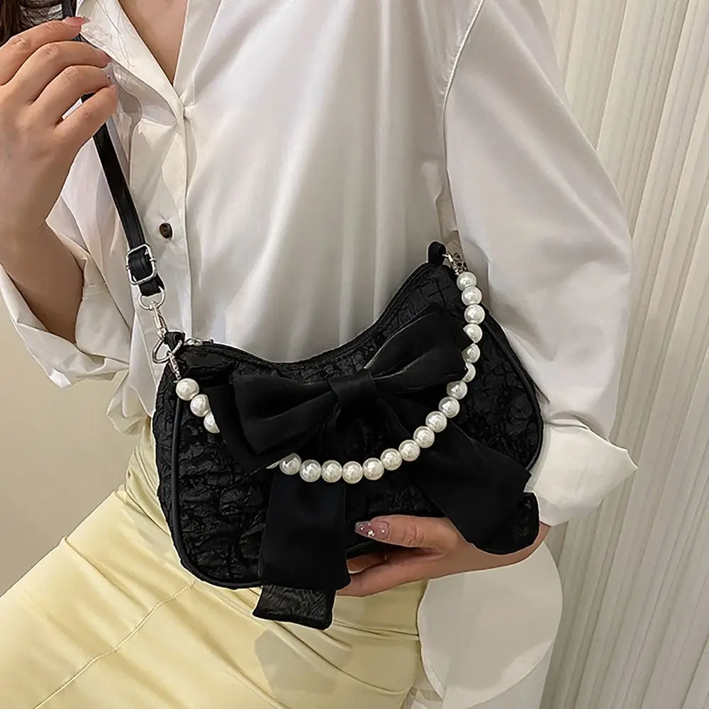 Bolso cruzado de cuero PU con lazo mariposa y gran capacidad