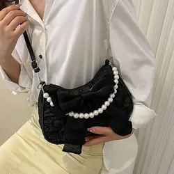 Bolso cruzado de cuero PU con lazo mariposa y gran capacidad