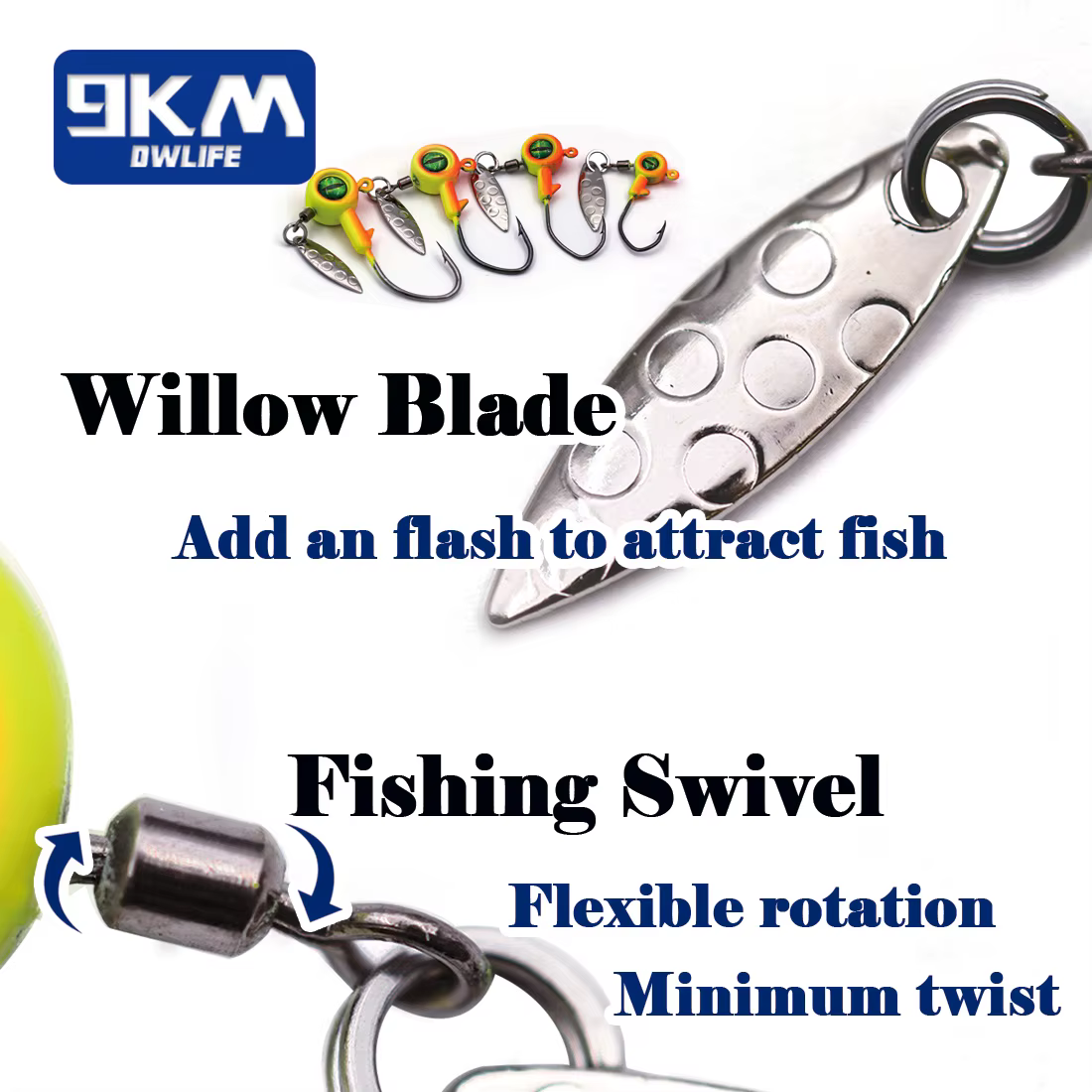 Anzuelos Jig Head Spinner con hoja de sauce pesca agua dulce y salada - imagen 3