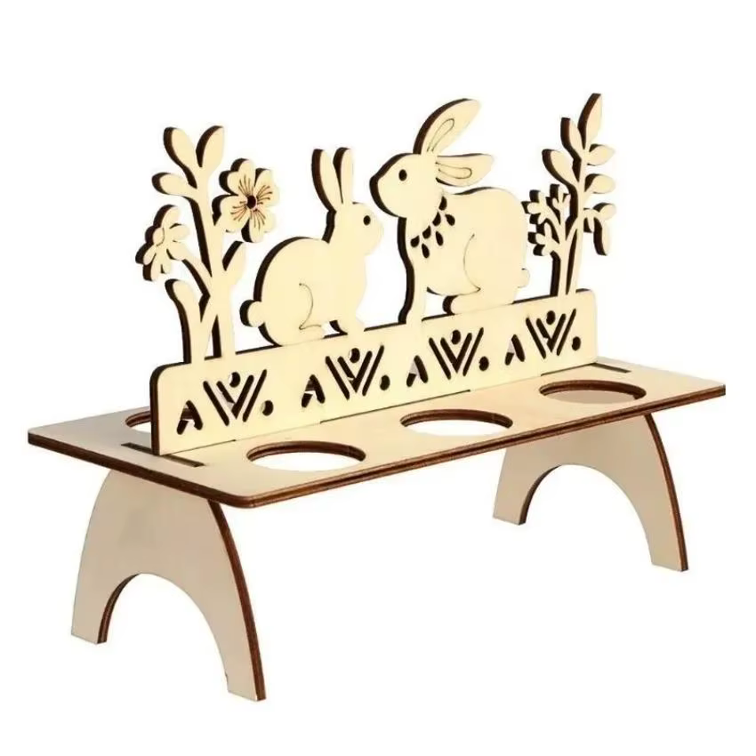 Decoración de madera con forma de conejo para Pascua