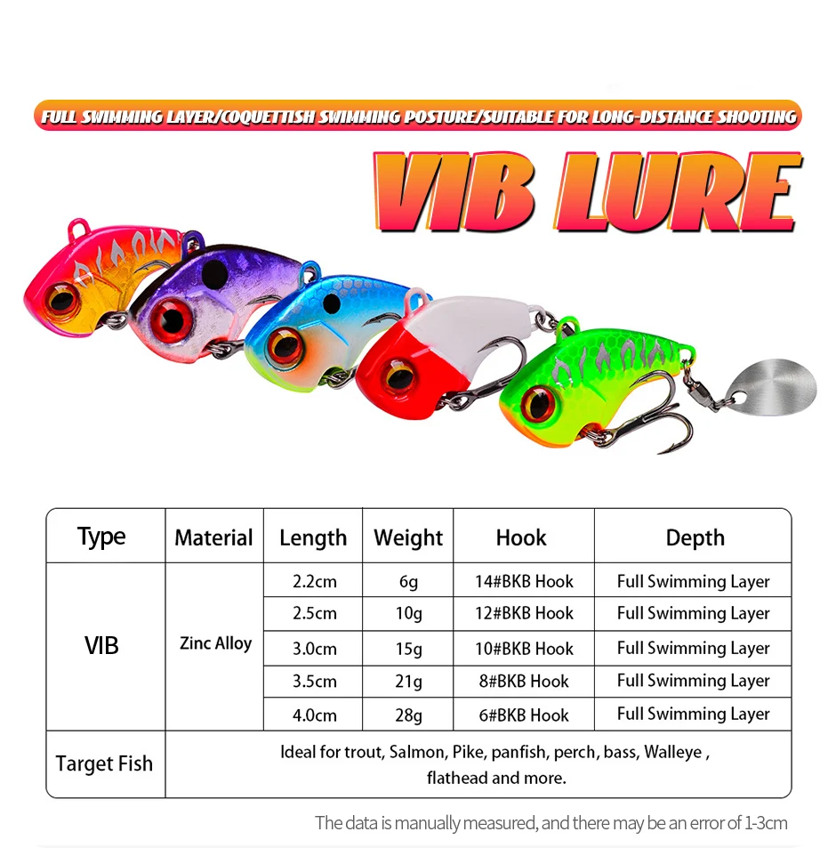 Set de 5 señuelos de pesca VIB metálicos