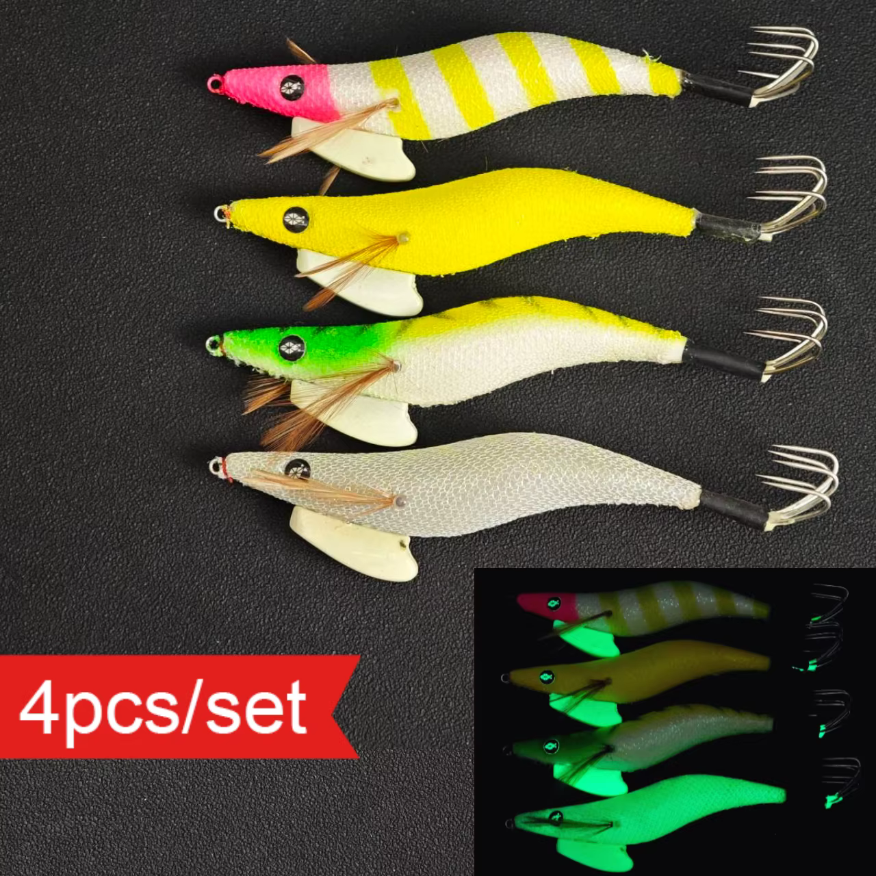 Señuelo Egi de madera con brillo UV para calamares y sepias - imagen 3