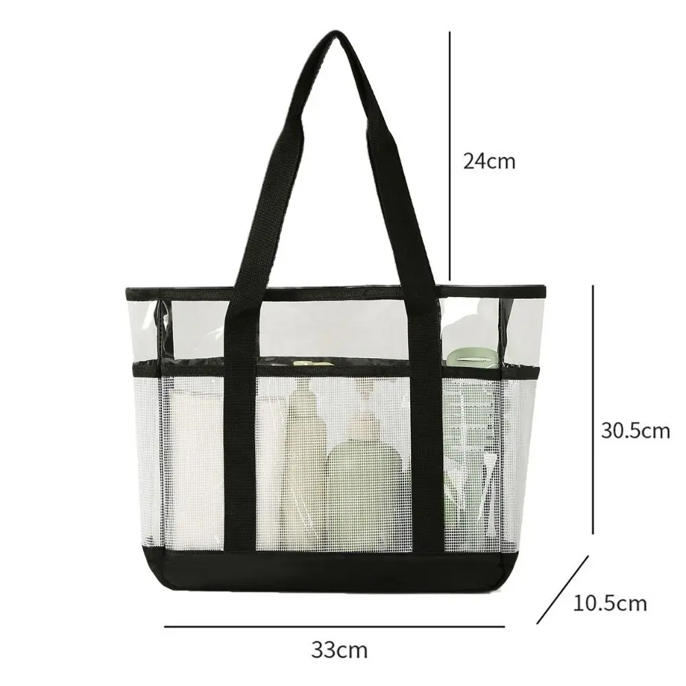 Bolso de playa transparente PVC con panel de malla y asas - imagen 2