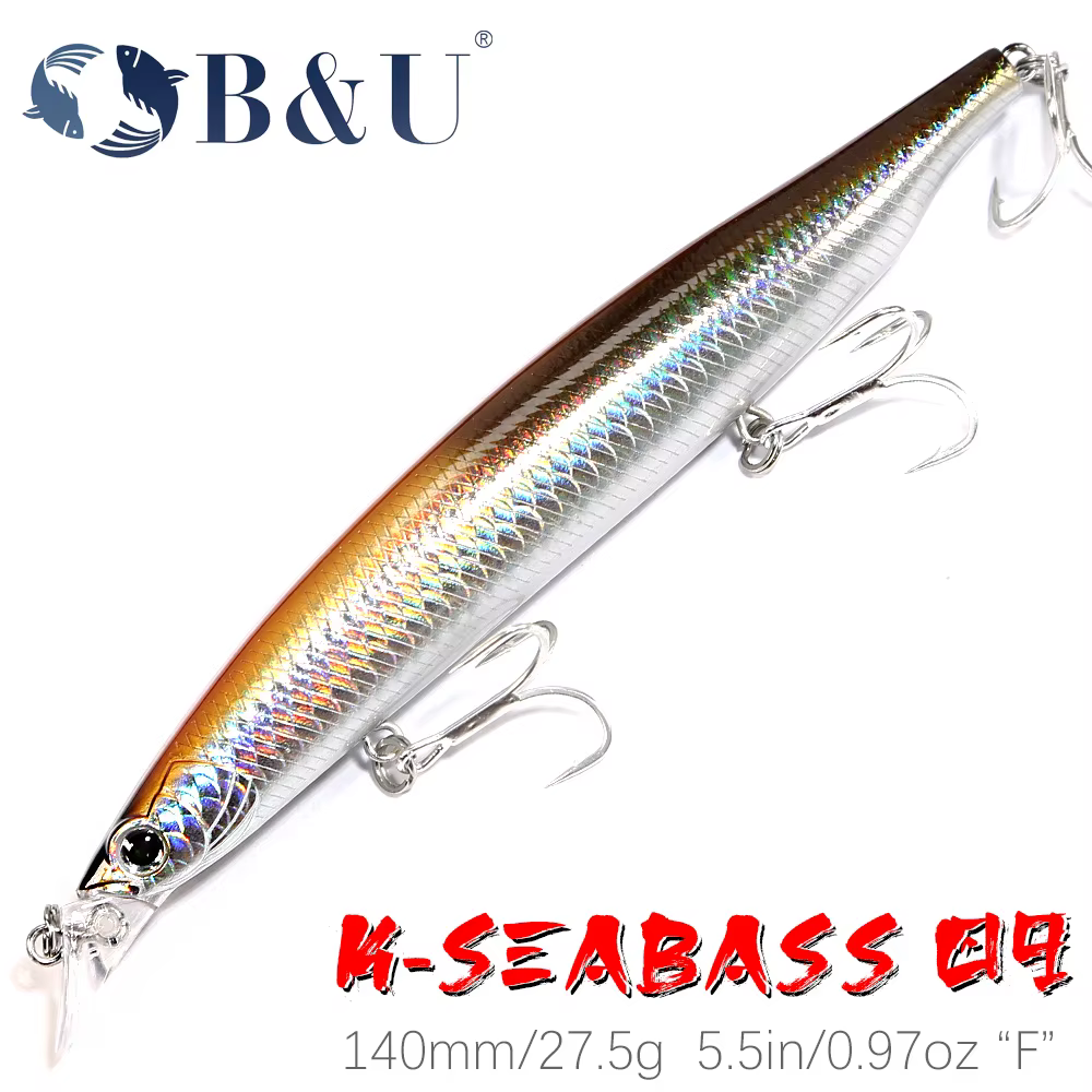B&U Jerkbait de superficie flotante para pesca en mar y río