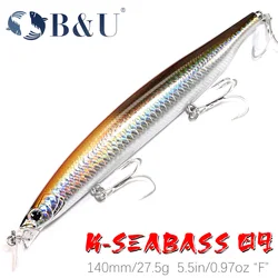 B&U Jerkbait de superficie flotante para pesca en mar y río