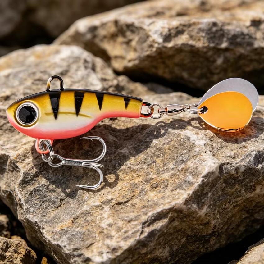 Señuelo giratorio Metal VIB con cola vibratoria – pesca deportiva