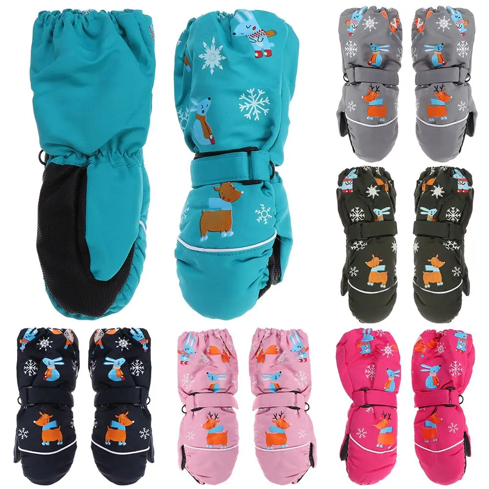 Guantes de esquí infantiles con diseño de ciervo y conejo
