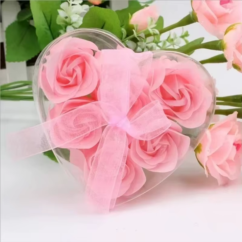 Jabón artesanal pétalos de rosa - Caja corazón regalo romántico - imagen 2