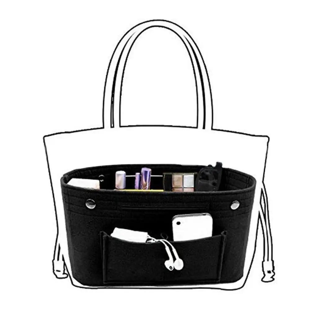 Organizador de bolso con inserto de fieltro y forro interior