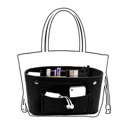 Organizador de bolso con inserto de fieltro y forro interior