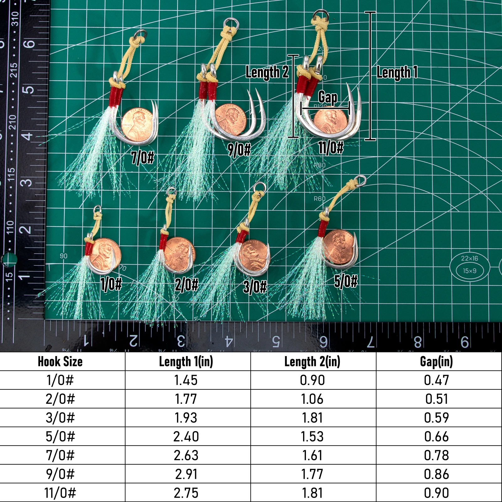 Anzuelo doble de asistencia para jigging con configuración completa